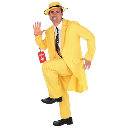fun shack Mens Zoot Suit Costume Yellow Suit Men 90s Movie Adult Costume Halloween Costumes for Men Large