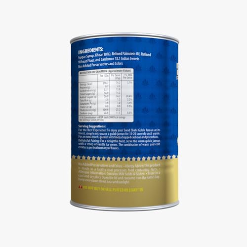 Image of SWAD Shahi Gulab Jamun 500g Tin | Mouth-Watering Indian Mithai | Ready to Serve | Traditional Indian Sweet | Soft, Spongy, and Perfect for Celebrations & Festivals