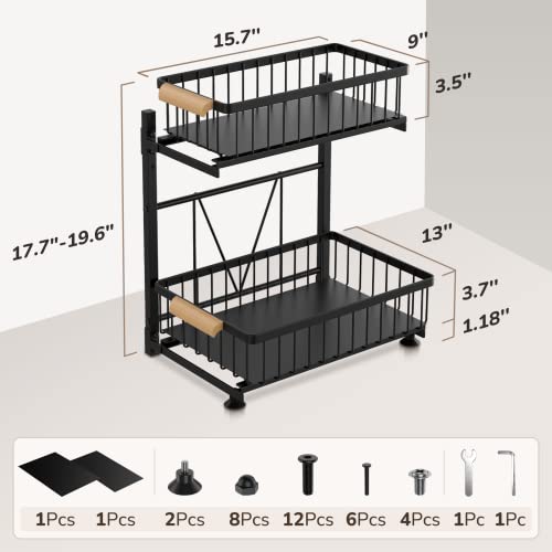 Under Sink Organizer, Pull Out Cabinet Organizer, Metal 2-Tier Under Sink Storage, Extra Large Adjustable Height Rack Shelf Drawers Sliding Basket For Kitchen Bathroom Utility Room Cabinet #TOP5