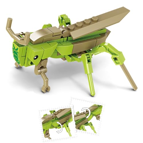 Vilbocr Mini Insect Building Blocks Toy Insect Collection Building Block Set Insects Collection Building Blocks Bugs Toy Building Sets for Kids 6+ (Locusts)