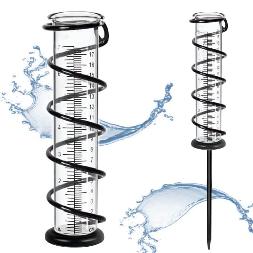 Toiclebor® 7" Capacity Rain Gauge, Hang It Onto A Wall Or Stake It Into The Ground. Detachable Glass Rain Gauge With Metal Stake,Decoration For Garden,Yard,Rain Gauge Outdoor #TOP17