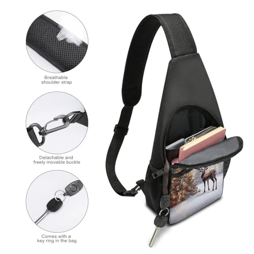 Bolso Sling Navidad con Árbol y Reno para Hombres y Mujeres miniatura 4