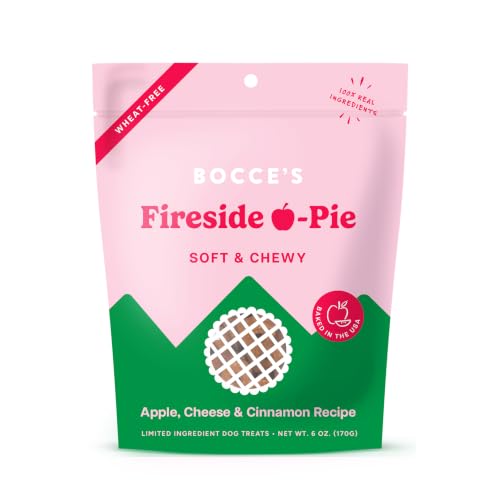 Bocce's Bakery Fireside Apple Pie Treats for Dogs, Wheat-Free Everyday Dog Treats, Made with Real Ingredients, Baked in The USA, Natural Soft & Chewy Cookies, Apples, Cheese & Cinnamon, 6 oz