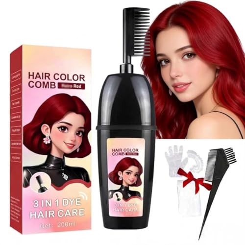 3-In-1 Comb For Hair Coloring With Integrated Brush, Portable Dye Comb For Gray Hair Coverage,Waterproof And Sweatproof,No Mix D