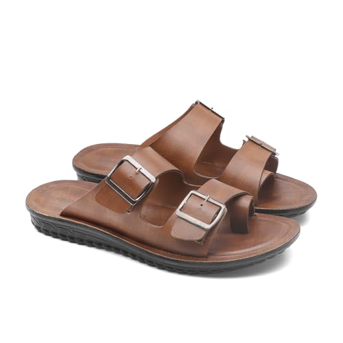 Image of ASIAN 2808 Cushion Men's Slippers | Dual Buckle Adjustable Upper, Soft Cushioning Tech, Comfortable Slippers with Anti-Slip Outsole