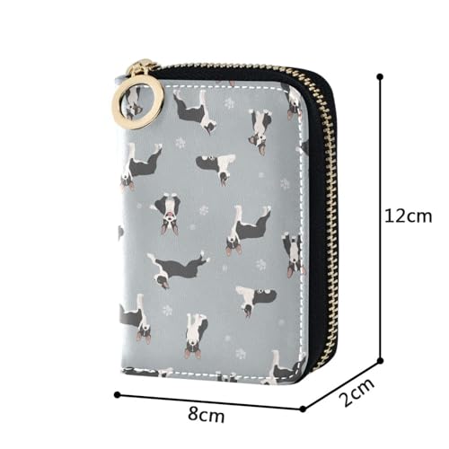 RFID Credit Card Holder Boston Terrier Dog Leather With Zipper Card Case Wallet for Women Girls4