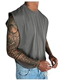 SweatyRocks Men's Solid Color Round Neck Gym Tank Top Sleeveless Workout Shirts Grey Medium