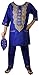 Decoraapparel african clothing attire mens ethnic pants suits traditional brocade wedding festival hippie dashiki style (Blue Plus Size)