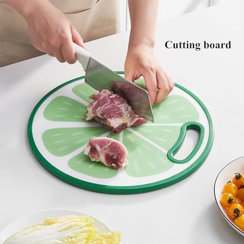 Tabla de cortar de plástico (29,8 cm x 29,8 cm), con diseño de limón, para frutas, verduras, carne o comida para parrilla, tabla para repostería en cocina, antideslizante, fácil de agarrar y apta para lavavajillas miniatura 3