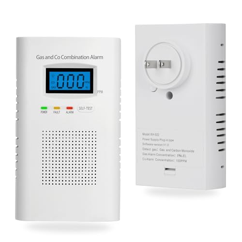 Plug-in-Combination-Gas-Carbon-Monoxide-Detectors-Natural-Gas-Detectors-Carbon-Monoxide-Alarm-for-Home-Co-Detector-Gas-Detectors-with-Digital-DisplayHolds-9V-Battery-not-Included