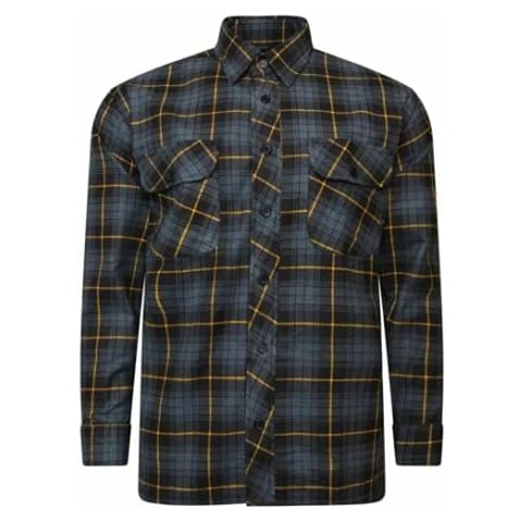 HeLovesWearing Men's Cotton Lumberjack Flannel Collared Shirt (Grey 1, 2XL) Cover