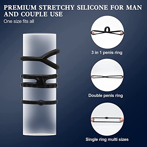 Kit com 6 Anéis Penianos e Nódulos Massageadores,Harder,Lomger,Bigger