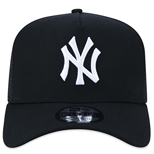 Bone New Era 9FORTY A-Frame Trucker Snapback MLB New York Yankees Aba Curva Preto Aba Curva Snapback
