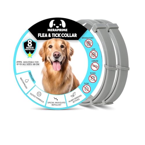 Collar Antiparasitario Perros Pulgas y Garrapatas | Especial Mosquitos | Antipulgas y Garrapatas Perros Grandes y Pequeños | Alternativa a Seresto Collar Perro, 72cm Ajustable, 8 Meses, Vegetal