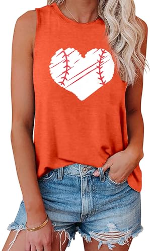 TAOHONG Baseball Tank Top Women Heart Print Baseball Tanks Cute Workout Graphic Casual Summer Sleeveless Shirt Vest Top2