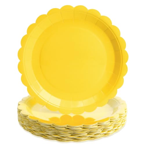 PARTY GO 50 assiettes en carton ondulées de 22,3 cm pour plat principal et dessert - Parfaites pour les remises de diplômes, les vacances, les mariages, les...