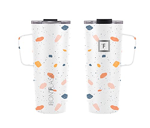 Iron °Flask Grip Coffee Mug - Leak Proof, Vacuum Insulated Stainless Steel Bottle, Double Walled, Drinking Cup, Thermo Travel, Hot Cold, Water Metal Canteen, 24 Ounces #TOP2