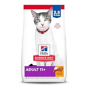 Hill’s Science Diet Adult 11+, Senior Adult 11+ Premium Nutrition, Dry Cat Food, Chicken Recipe, 3.5 lb Bag