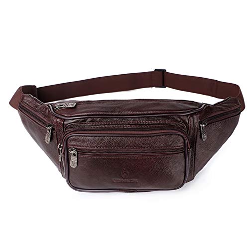 Bolsa de cintura de couro bolsa de cinto masculina e feminina bolsa de cinto de quadril bolsa para celular pochete (cor: preto) (marrom), marrom, Marrom
