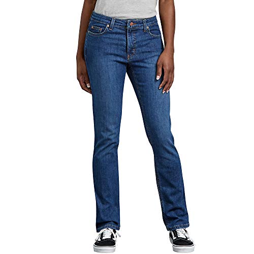 Dickies Women's Perfect Shape Denim Jean-Straight Stretch, Stonewashed Indigo Blue, 8Rg #TOP1