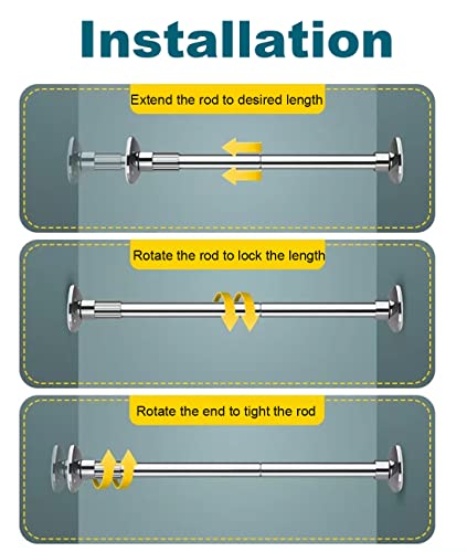 Blu-Pier Tech Adjustable Shower Curtain Rod, Rustproof Expandable Stainless Steel 304 Metal Shower Rod 28-72 Inches Telescoping Design Exquisite Customizable For Bathroom,Ss304 #TOP6