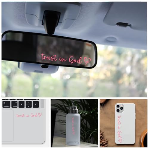 Image of Miarita 3X Trust in God Rearview Mirror Decal, Vanity Mirror Stickers, Rear View Mirror Sticker, Car Mirror Stickers (Trust in God Pink)