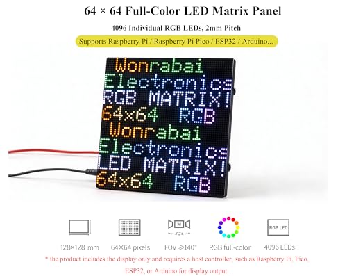 Panneau matrice LED RGB 64x64 étanche GOB pour Raspberry Pi et ESP32