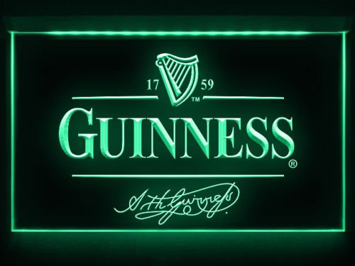 LEDHouse Guinness La Signatura LED El Acrílico Signo Iluminación El Bar Los Personajes De La Publicidad De Neón De Colour Verde De Escudo