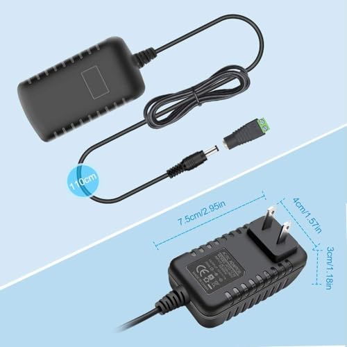Image of 12V Power Supply, 12 Volt 1A 12W DC Power Supply, Black LED Power Adapter, AC 110V to 12V Wall Mounted Transformer Plug for LED Strip Lights with 5.5 /2.1 DC Female Connector, 3 Pack