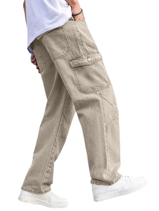 Jean en denim à coupe décontractée pour homme TAGAS style cargo