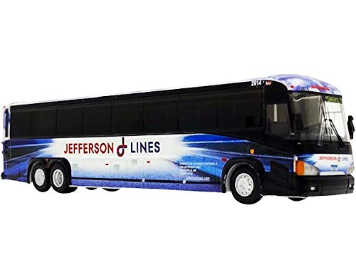 MCI D4505 Motorcoach Bus Jefferson Lines Blue and White The Bus & Motorcoach Collection 1/87 (HO) Diecast Model by Iconic Replicas 87-0221