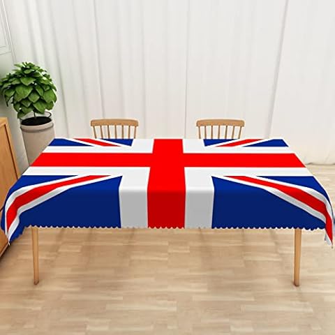 Union Jack Table Cloth, British Loyal Flag Table Cloth Jubilee Queens Table Decorations Table Cover Waterproof Reusable Dining Room Kitchen Rectangular Table Cover Washable Cover