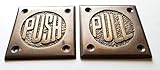 Set of Art Deco Door Pull and Push Signs Set Unique Antique Style Solid Brass 2-1/2' #F11