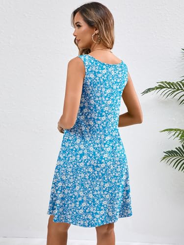 Image of Heymoments Women's Summer Dresses Sleeveless Casual Fashion Loose Swing Button Down Beach Dress with Pockets