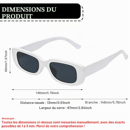 Demlaka 20 paires de lunettes de soleil vintage rectangulaires : ensemble de lunettes de soleil rétro, lunettes tendance pour femmes et hommes, lunettes rétro à la mode avec protection UV, lunettes de – vue 2