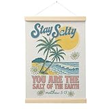 FGFK Summer Tropical Beach Christian Poster Hanger Frame, Beachy Room Decor Aesthetic, Stay Salty Bible Verse Posters Prints Wall Art Decor for Living Room Bedroom Home, 12x16 Inch