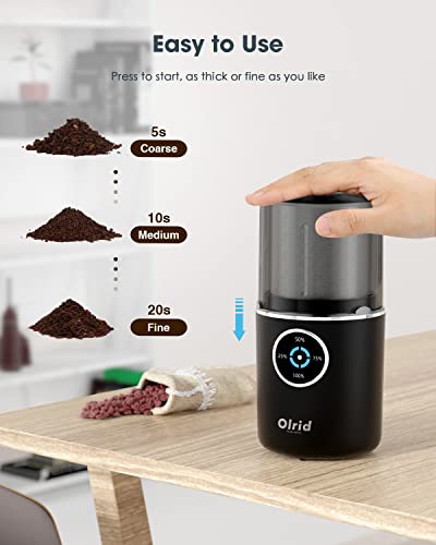 Kabellose elektrische Kaffeemühle, Olrid Gewürzmühle elektrisch, Kaffeebohnenmühle für Nusskörner und trockene Kräuter… – Bild 3