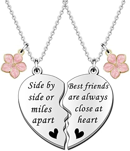 SDOFY Best Friend Necklaces for 2 Girls BFF Necklaces Friendship Gifts Birthday Christmas Graduation Gifts Long Distance Gift