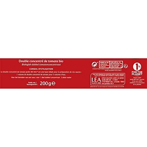 JARDIN BIO ÉTIC DOUBLE CONCENTRÉ DE TOMATE BIO EN TUBE 200G, JARDIN BIO ETIC, LOT DE 5