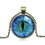 JczR.Y Classic Cat Eyes Crystal Jewelry Sets Dragon Eyes Moon Shape Necklace Bracelet Earrings For Women Fashion Jewelry (G:Anti-copper/blue)