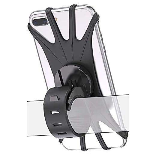 BOVON Bike Phone Mount, 360°Rotation Silicone Bicycle Phone Holder, Universal Motorcycle Handlebar Mount Fits for iPhone XR, XS Max/8/8 Plus, 7, 6/6s Plus, Galaxy S9/S9 Plus, 4.0"-6.0" Phones