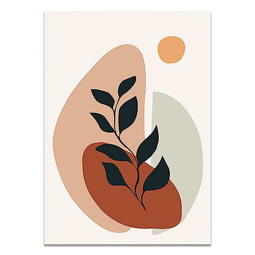 Pintura Abstracta en Lienzo con líneas finas de plantas y flores láminas decorativas de 60x70cm 3