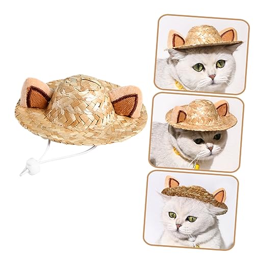 Mipcase Chapéu De Palha Para Animais De Estimação 2 Peças Chapéu De Verão Chapéu De Bruxa Sapo Traje