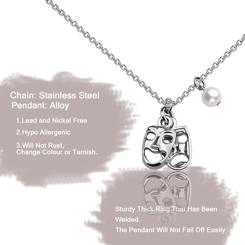 MAOFAED Theatre Musical Gift Comedy And Tragedy Mask Musical Necklace For Her2