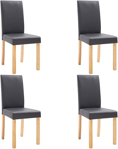 Miniatura 3 de Dining Chair Set of 4 Gray Faux Leather and Wood Chairs with Ergonomic Design for Kitchen Dining Room and Restaurant Use