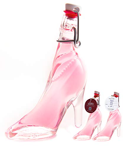 Pink Gin Gift - Miniature Lady Shoe Shaped Glass Bottle - 40ml - 40% ABV - Made By IL GUSTO