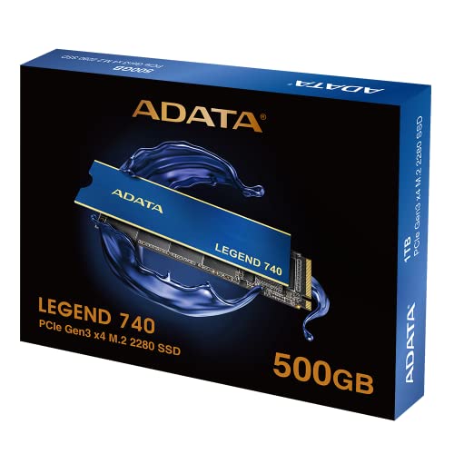 Image of ADATA Legend 740 500GB PCIe Gen3 x4 NVMe 1.3 M.2 2280 Internal Solid State Drive SSD Up to 2,500 MB /s (ALEG-740-500GCS)