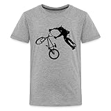 Spreadshirt BMX Dirt Jump Teenager Premium T-Shirt, 158-164, Grau meliert