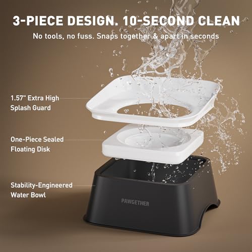 PAWGETHER® No Spill Water Bowl for Dog 2L/68oz Splash Proof Slow Drinking Dog Bowls on Vehicle Travel No Drip Slow Water Bowl for Messy Drinkers Perfect for Small to Medium Sized Dogs — view 6