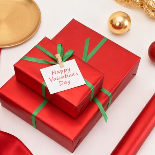 Red Christmas Wrapping Paper, Matte Metallic Red Gift Wrapping Paper Roll by Donyang - Used condition - Image 5